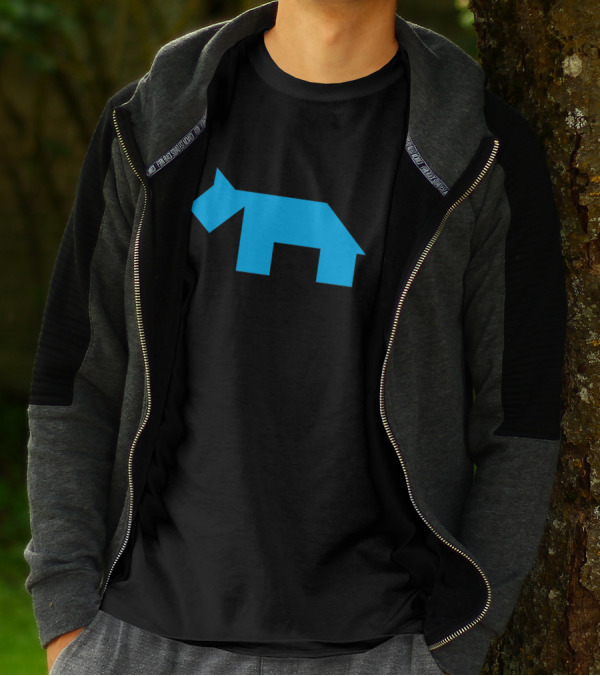 Blue Dog Tangram Geometric Puzzle T-Shirt