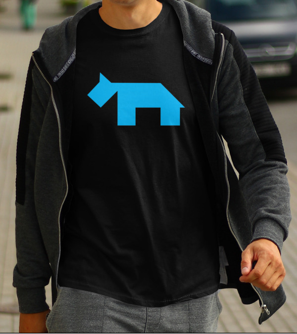 Blue Dog Tangram Geometric Puzzle T-Shirt