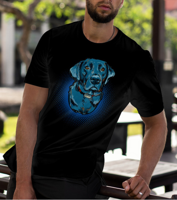Black Labrador Blue Pop Art Style Dog T-Shirt