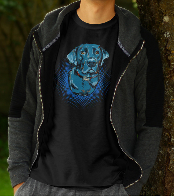 Black Labrador Blue Pop Art Style Dog T-Shirt