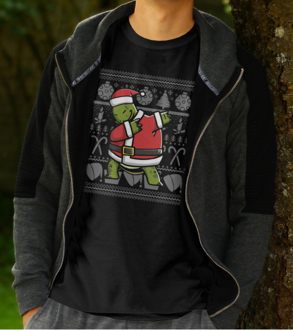 Tortoise Dabbing Santa Ugly Christmas Sweater Dance Move T-Shirt