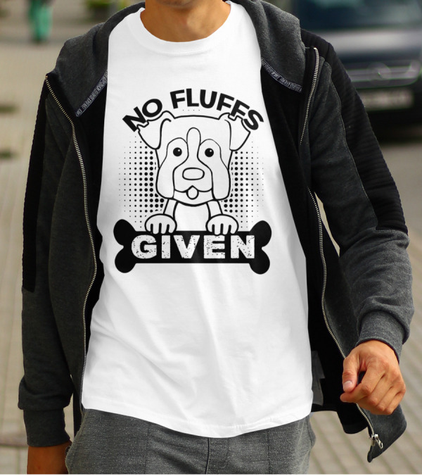 Boxer Dog No Fluffs Given With Bone Motif In Bold Text And Polka Dot Background T-Shirt