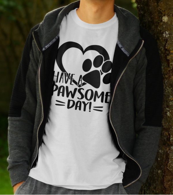 Have A Pawsome Day Heart And Paw Print Design For Dog Lovers T-Shirt