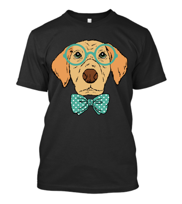 Cool Hipster Nerd Dog With Glasses And Bowtie In T-Shirt