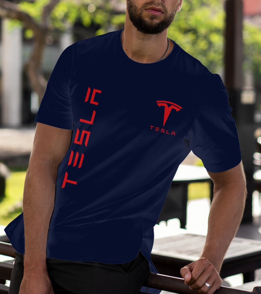 Tesla Logo And Stylized Lettering T-Shirt