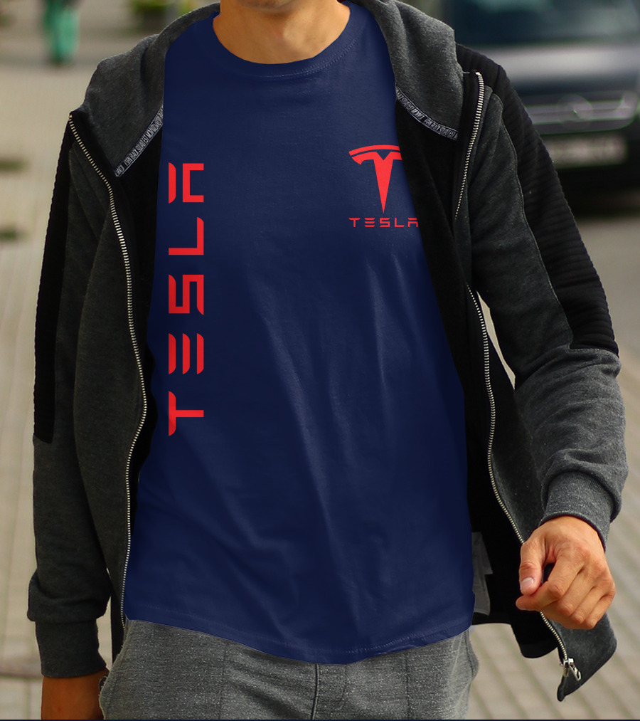 Tesla Logo And Stylized Lettering T-Shirt