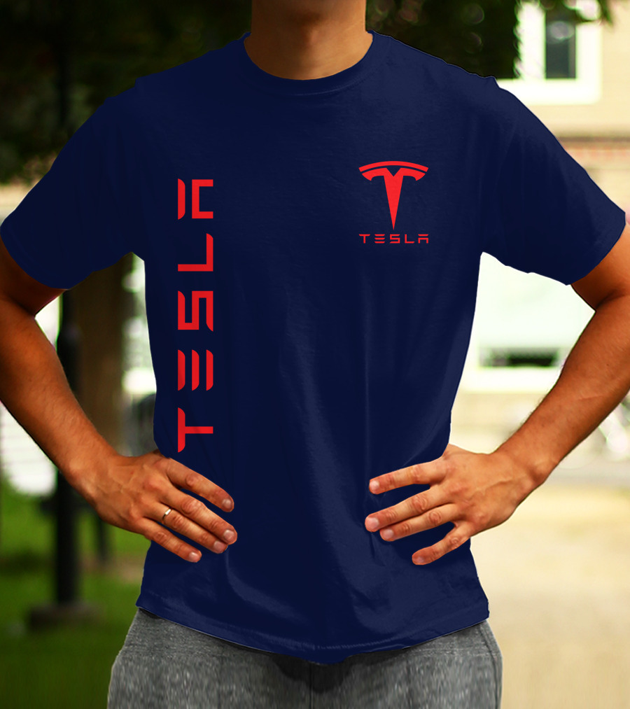 Tesla Logo And Stylized Lettering T-Shirt