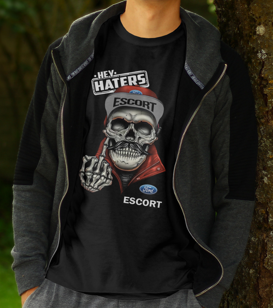 HEY HATERS FORD ESCORT SKULL MIDDLE FINGER T-Shirt