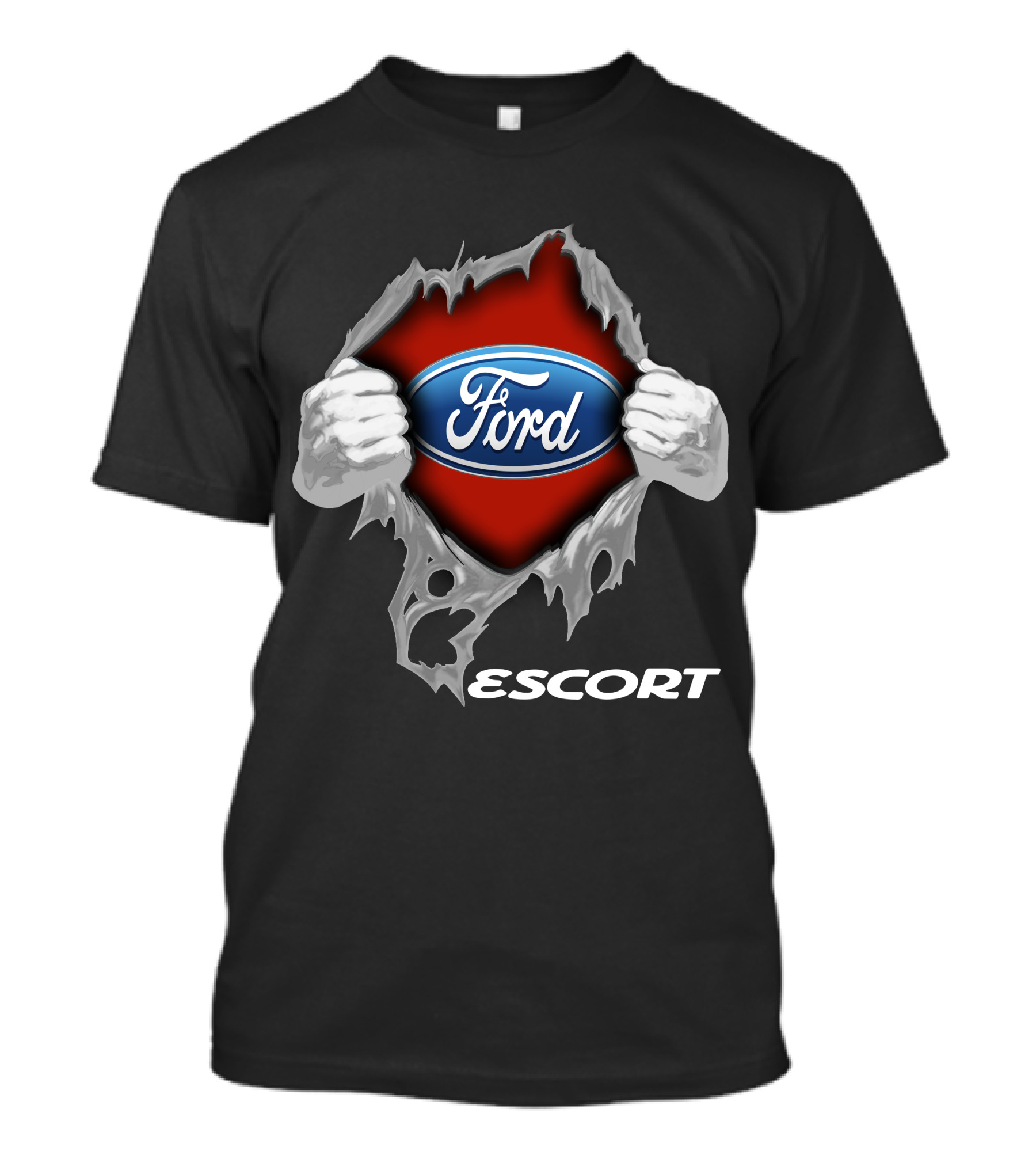 Ford Escort 01 Logo Display With Torn Effect T-Shirt