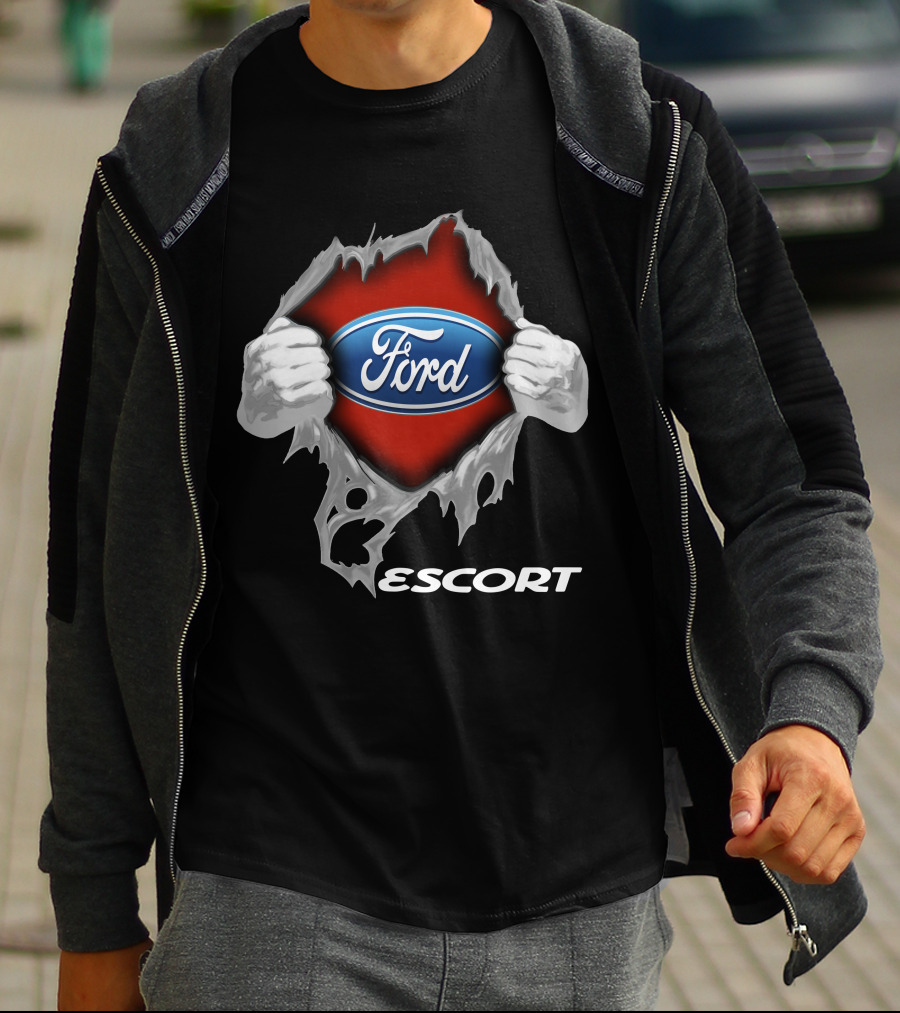 Ford Escort 01 Logo Display With Torn Effect T-Shirt