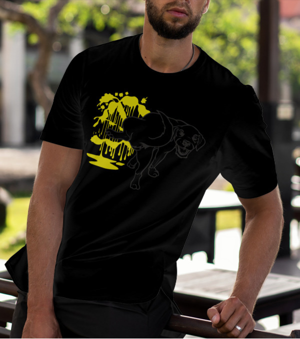 Make Your Mark Dog Graffiti Yellow Drip Art Pet T-Shirt