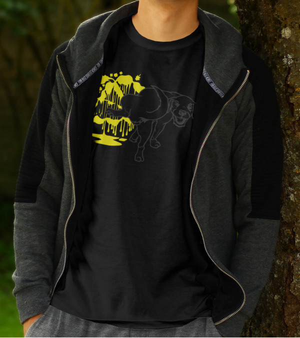 Make Your Mark Dog Graffiti Yellow Drip Art Pet T-Shirt