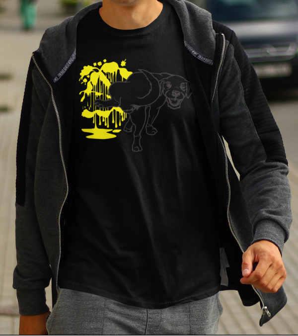 Make Your Mark Dog Graffiti Yellow Drip Art Pet T-Shirt