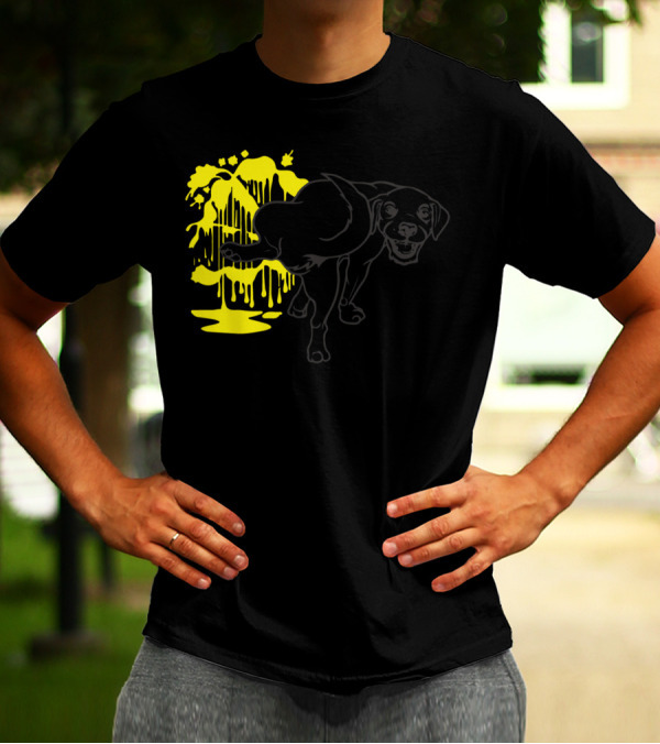 Make Your Mark Dog Graffiti Yellow Drip Art Pet T-Shirt