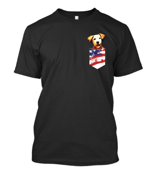 Adorable American Flag Pocket Dog T-Shirt