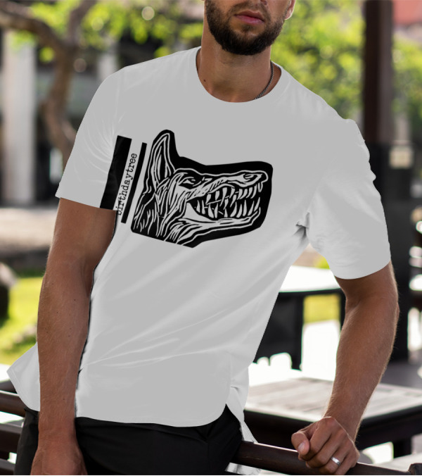 Birthday Tree Dog Snarling Black T-Shirt