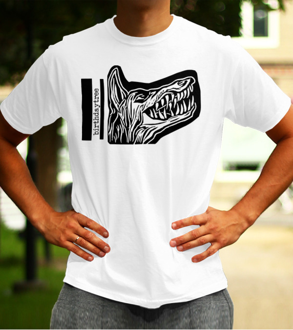Birthday Tree Dog Snarling Black T-Shirt