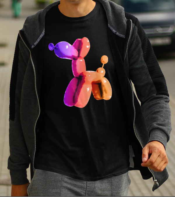 Jeff Koons Inspired Vibrant Metallic Warm Balloon Dog T-Shirt