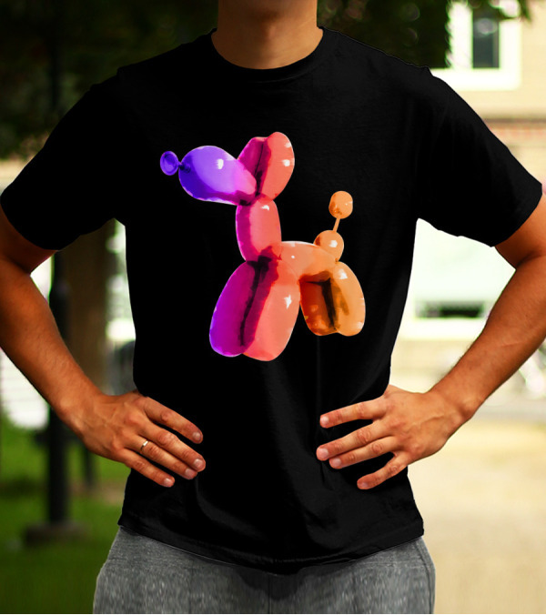 Jeff Koons Inspired Vibrant Metallic Warm Balloon Dog T-Shirt