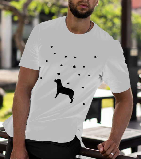 Dog And Cat Silhouettes With Hearts T-Shirt