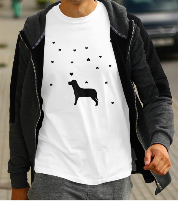Dog And Cat Silhouettes With Hearts T-Shirt