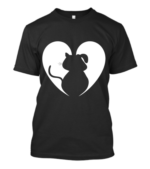 Heart-Shaped Cat And Dog Silhouette Design For Animal Lovers T-Shirt