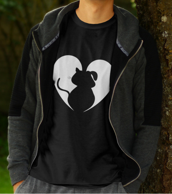 Heart-Shaped Cat And Dog Silhouette Design For Animal Lovers T-Shirt
