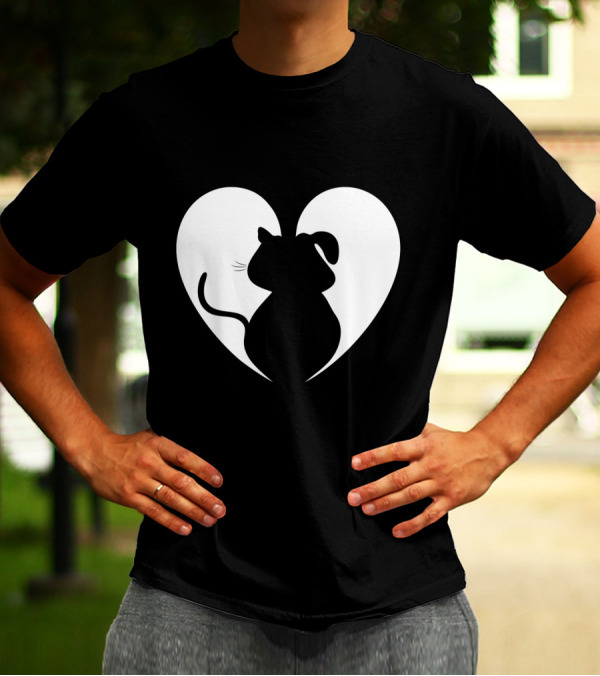 Heart-Shaped Cat And Dog Silhouette Design For Animal Lovers T-Shirt