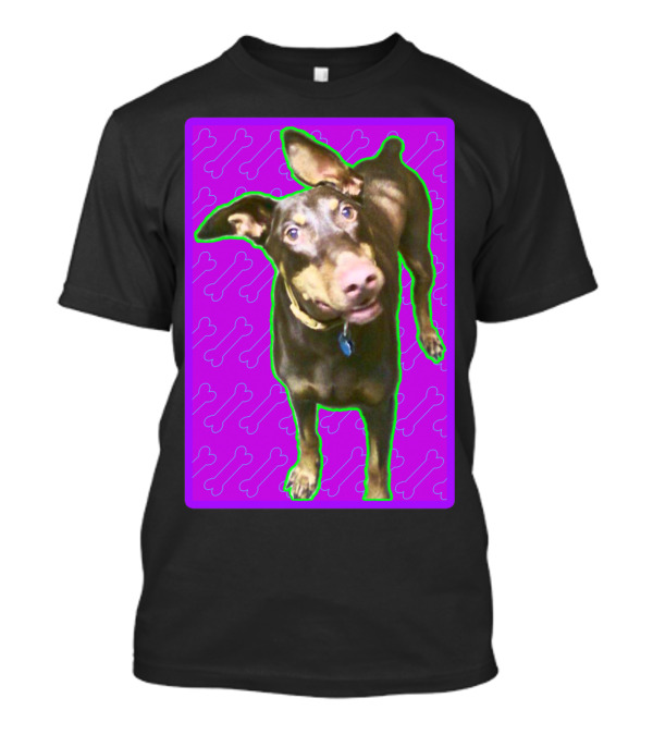 Barron The Dog With Playful Pink Bone Pattern Background T-Shirt