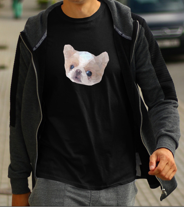 Geometric Low Poly Japanese Emperor Chin Dog T-Shirt
