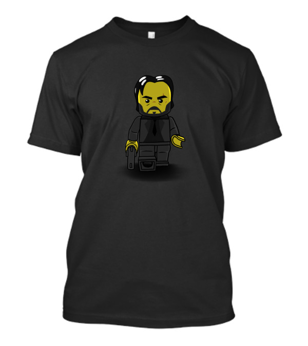 Lego-Style Character Holding Weapon With But My Dog T-Shirt