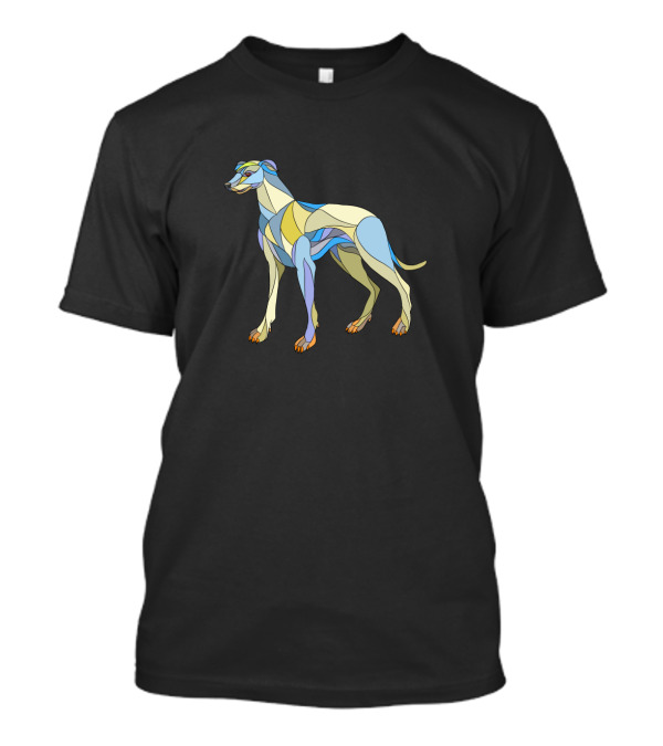 Mosaic Greyhound Dog Abstract Side Profile With Vibrant Geometric Colors T-Shirt