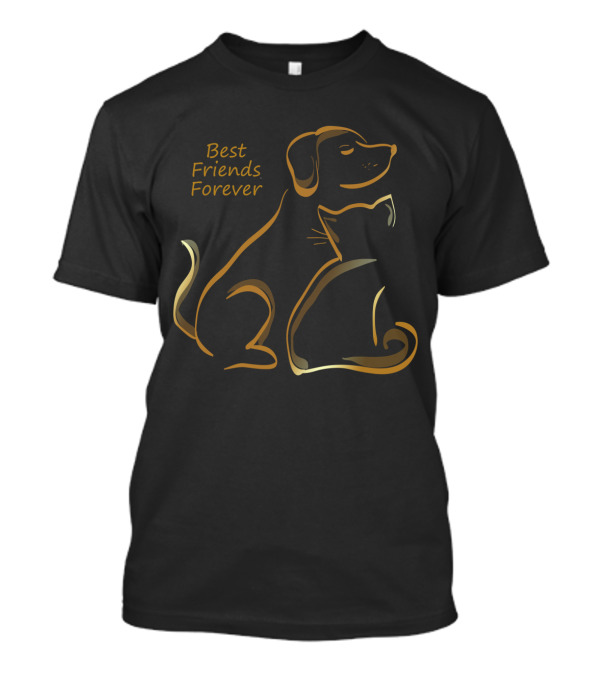 Best Friends Forever Dog And Cat Silhouette Harmony T-Shirt