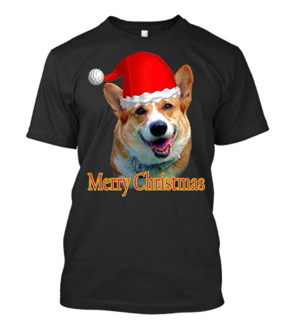 Merry Christmas Santa Claus Dog With Red Hat T-Shirt
