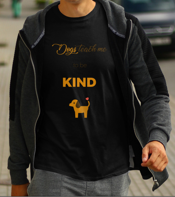 Dogs Teach Me To Be Kind With Cute Canine And Heart T-Shirt