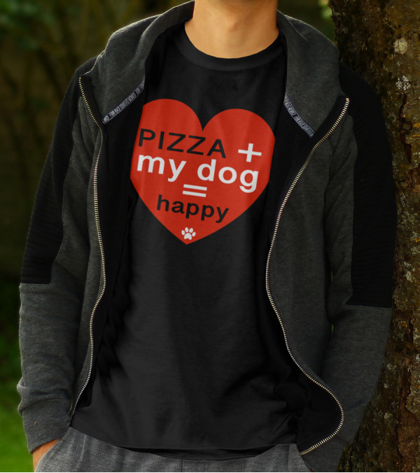Pizza Plus My Dog Equals Happy Heart T-Shirt