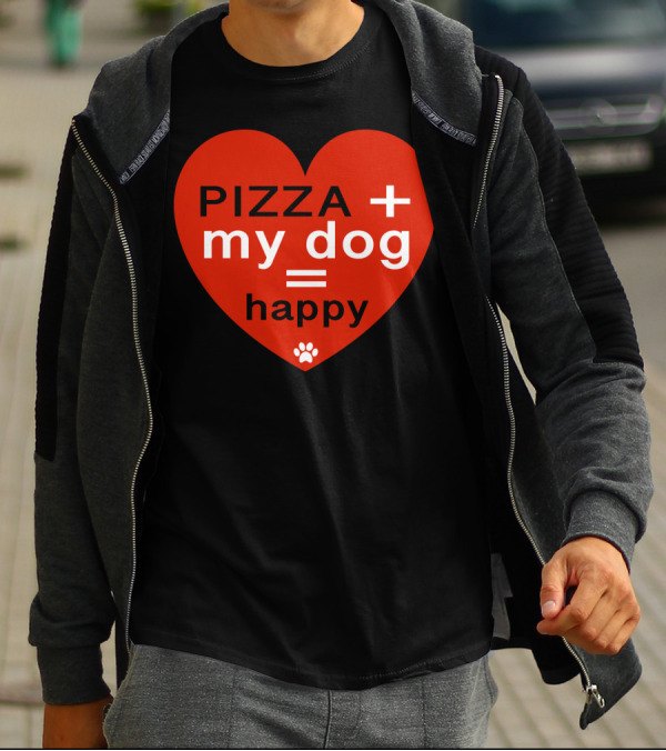 Pizza Plus My Dog Equals Happy Heart T-Shirt