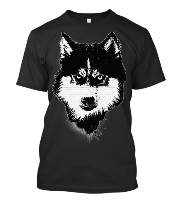 Dog Husky Face Graffiti Spray Street T-Shirt