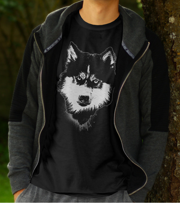 Dog Husky Face Graffiti Spray Street T-Shirt