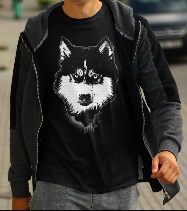 Dog Husky Face Graffiti Spray Street T-Shirt