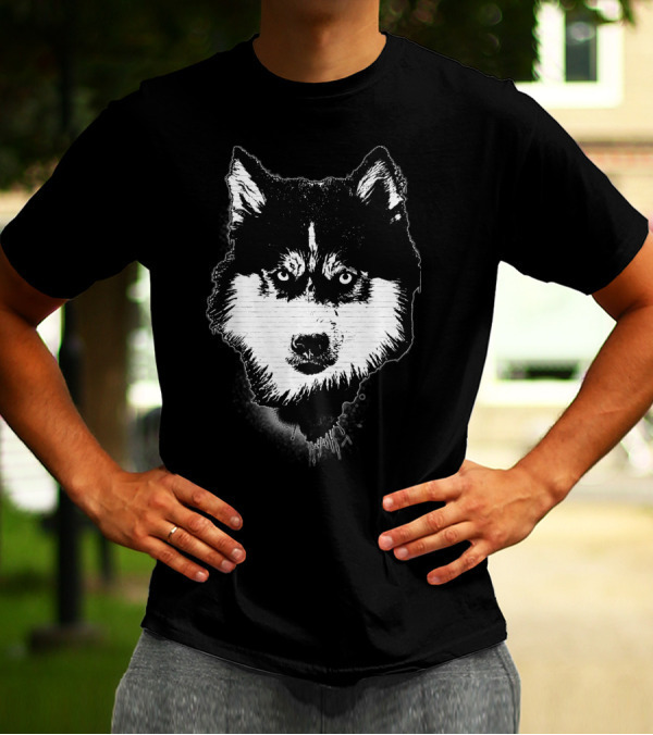 Dog Husky Face Graffiti Spray Street T-Shirt