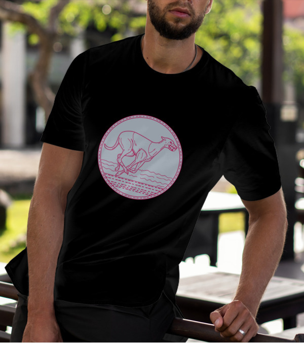 Greyhound Racing Mono Line Circular Emblem T-Shirt