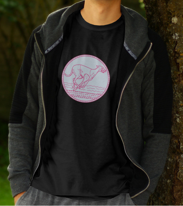 Greyhound Racing Mono Line Circular Emblem T-Shirt