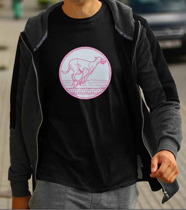 Greyhound Racing Mono Line Circular Emblem T-Shirt