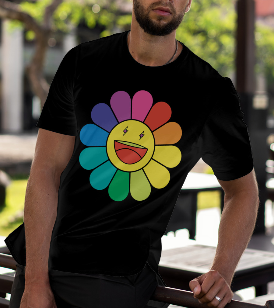 J Balvin Colores Rainbow Flower Smiley Face T-Shirt