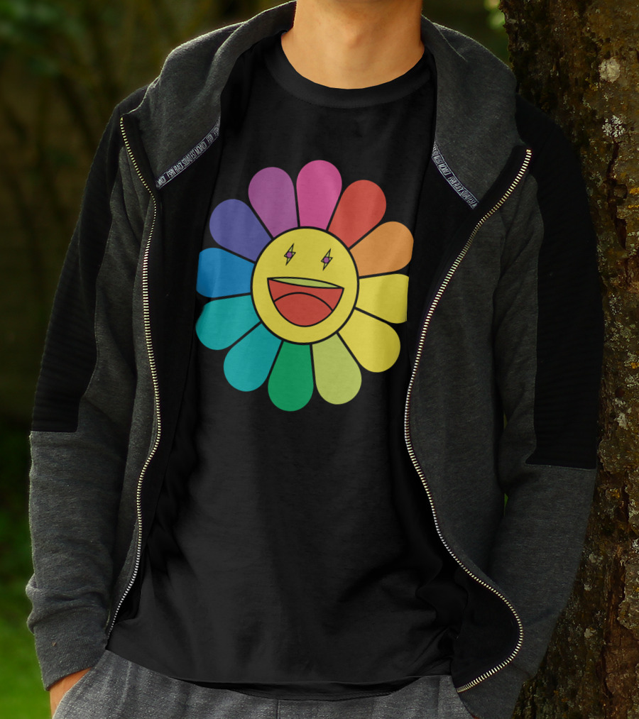 J Balvin Colores Rainbow Flower Smiley Face T-Shirt