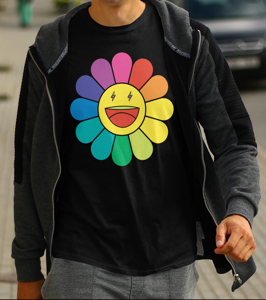 J Balvin Colores Rainbow Flower Smiley Face T-Shirt
