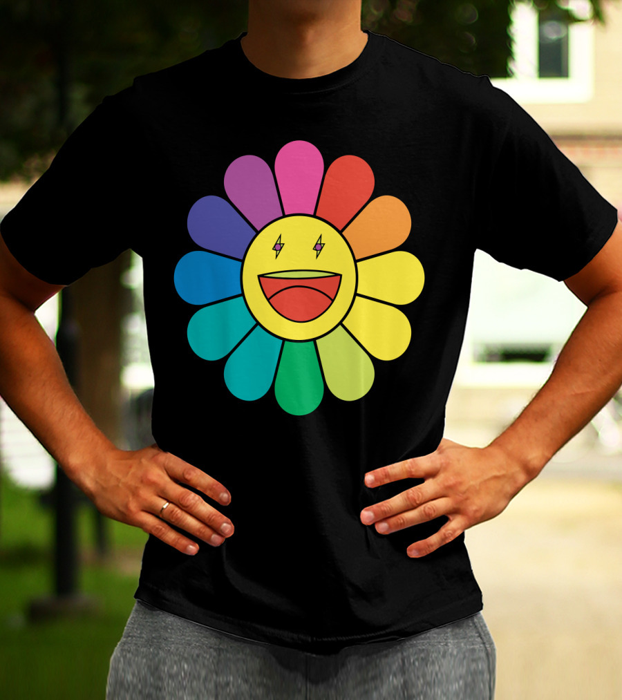 J Balvin Colores Rainbow Flower Smiley Face T-Shirt