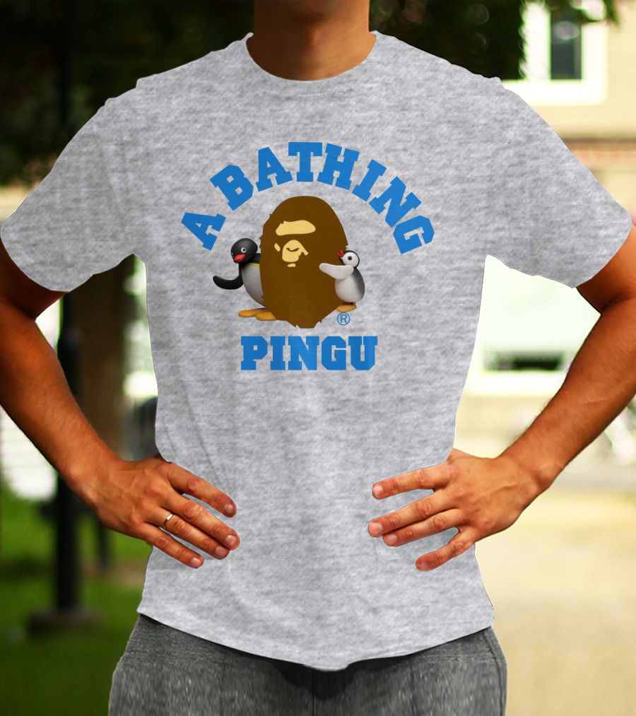 A Bathing Ape Pingu Collaboration Featuring Iconic Characters T-Shirt