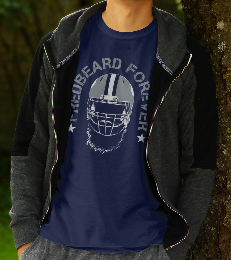 Fredbeard Forever Football Helmet Beard Star T-Shirt